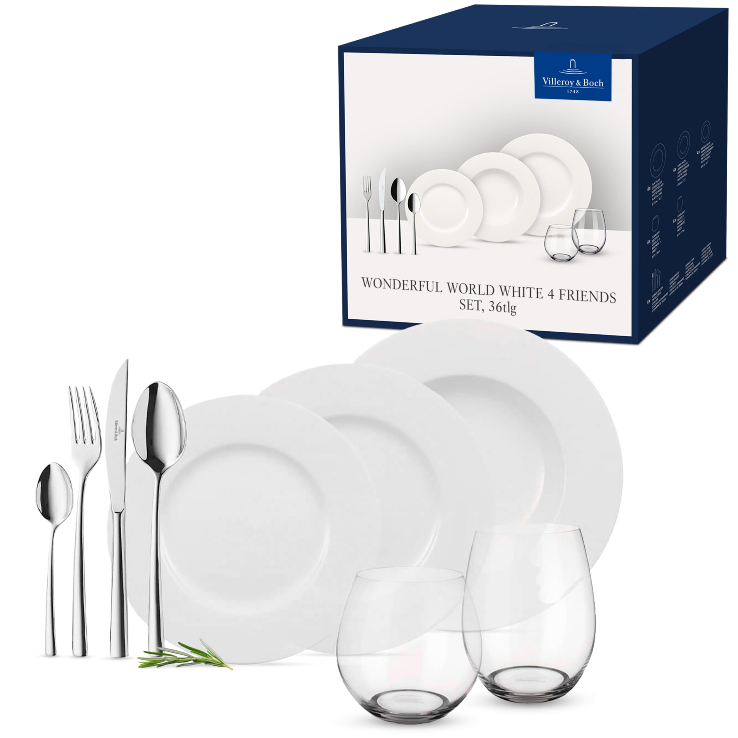 Villeroy & Boch ディナープレート　4枚セット　直径27cm Villeroy & Boch Wonderful World White 4 Friends Table Set for up